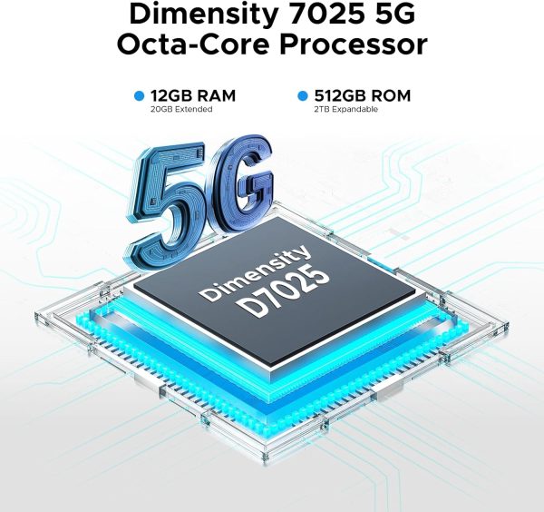 DOODEE Blade GT Pro 5G 堅固型手機,附 LED 燈光效果,32GB+512GB/2TB 堅固智慧型手機,7 吋 FHD+120Hz,5800 mAh Android 手機,100MP+32MP AI 相機/臉部和手指識別/NFC,黑色 - Image 4