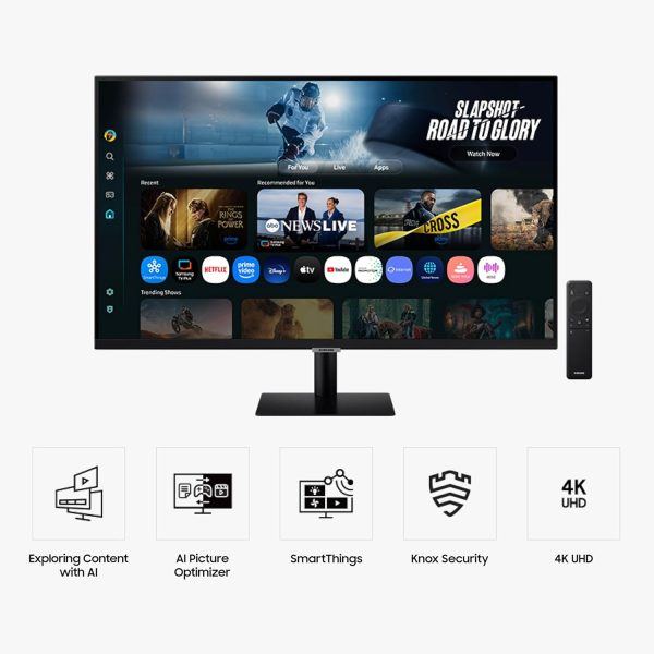 Samsung 三星 32 吋智慧型顯示器 M7 (M70F) 4K UHD 顯示器,Samsung Vision AI,智慧型電視應用程式,電競集線器,USB-C,HDMI 和 USB-A,黑色,LS32FM702UNXZA,2025 - Image 2