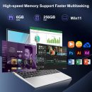 2025 筆記型電腦 14 吋 Win 11 256GB SSD 高達 1TB SSD 擴充筆記型電腦 Celeron N4020 高達 2.8Ghz 1920x1080 FHD 雙 WiFi BT4.2 附網路攝影機 鍵盤 保護飛翼 適用於商務學生 - 銀色