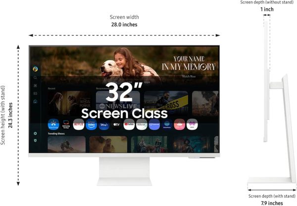 SAMSUNG 三星 32 吋智慧型顯示器 M8 (M80F) 4K UHD 顯示器,Samsung Vision AI,智慧型電視應用程式,電競集線器,USB-C,HDMI 和 USB-A,白色,LS32FM803UNXZA,2025 - Image 4