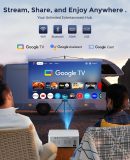 Google TV Projector 4K Support - CiBest Smart Projector with WiFi 6 and Bluetooth, Outdoor Movie Proyector Full-Sealed Optical Engine 3000 ANSI Home Ceiling Projector with Autofocus, Streaming Apps