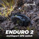 Wearable4U - Garmin Enduro 2 智慧型手錶,碳灰色 DLC 鈦金屬,附黑色尼龍錶帶,長效的 GPS 電池壽命,太陽能充電,預載地圖,附電子銀行套組