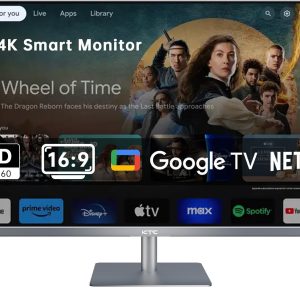 KTC 32 吋 4K 智慧型顯示器,Google System UHD (3840x 2160) 智慧型顯示器,附揚聲器,Netflix 授權,Type-C 65W PD,無線顯示,HDR,藍牙,Hey Google Voice Remote,VESA 支援,A32Q8