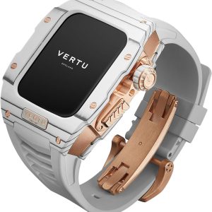 VERTU H1 男款智慧型手錶,碳纖維機械智慧型手錶,適用於 Android 的 1.8 英吋(約 4.8 公分)藍寶石顯示器,接聽/撥打電話,健身手錶,血氧,心率和 100 多種運動模式(白色和金色)