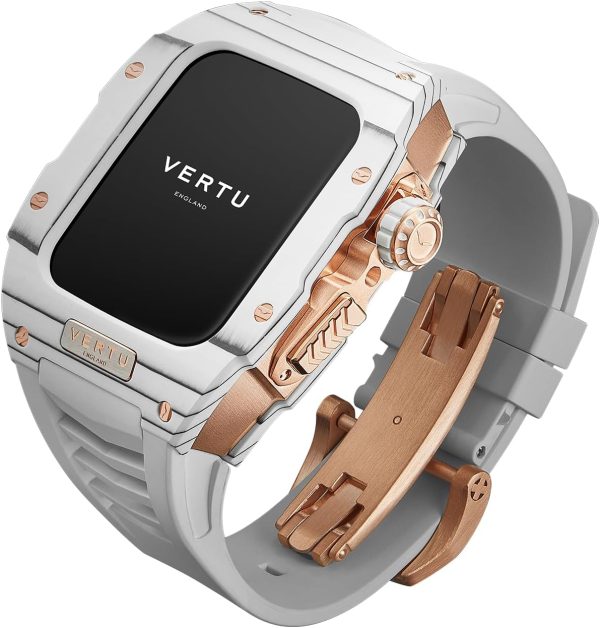 VERTU H1 男款智慧型手錶,碳纖維機械智慧型手錶,適用於 Android 的 1.8 英吋(約 4.8 公分)藍寶石顯示器,接聽/撥打電話,健身手錶,血氧,心率和 100 多種運動模式(白色和金色)