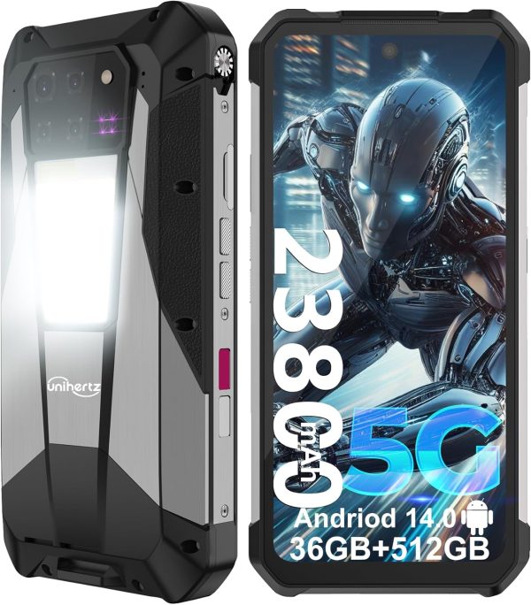 Tank 3 Pro 堅固智慧型手機 5G,Android 14 手機附投影機,36GB RAM+512GB ROM,7.7 吋防水解鎖手機 23800mAh, 2TB 擴展/OTG(僅限 T-Mobile&Verizon)