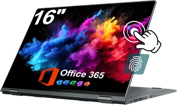 jumper 16 吋筆記型電腦,可轉換筆記型電腦,附四核心(最高 3.4GHz),16GB DDR5 RAM 640GB 儲存空間,360 度觸控螢幕,背光鍵盤,指紋讀取器,BT5.2,WiFi6