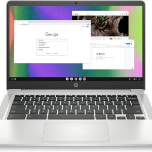 HP Chromebook 14 筆記型電腦,Intel Celeron N4120,4 GB RAM,64 GB eMMC,14 吋 HD 顯示器,Chrome OS,輕薄設計,4K 圖形,電池壽命長,灰灰色鍵盤(14a-na0226nr,2022,礦物銀)