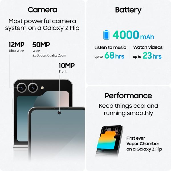 SAMSUNG 三星 Galaxy Z Flip6,512GB 解鎖 Android 智慧型手機、FlexCam、照片輔助、攝錄機模式、即時解釋器、小巧可折疊設計、口袋尺寸便攜性、2024 年美國 1 年保固,藍色 - Image 6