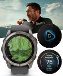 Wearable4U Garmin Fenix 8 Pro - 51 公釐 AMOLED 藍寶石高級連接多項運動 GPS 智慧型手錶,inReach 技術,鈦合金附石墨/黑色矽膠錶帶附黑色耳塞組
