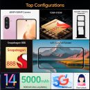 C56 Ultra 5G Unlocked Phones, Smartphone Android 14, 12GB+512GB Unlocked Android Phones, Snapdragon888, 5000mAh, 48+108MP Camera, 6.8“ HD Screen, Dual SIM+Memory Expansion, White