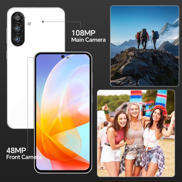 C56 Ultra 5G Unlocked Phones, Smartphone Android 14, 12GB+512GB Unlocked Android Phones, Snapdragon888, 5000mAh, 48+108MP Camera, 6.8“ HD Screen, Dual SIM+Memory Expansion, White - Image 5