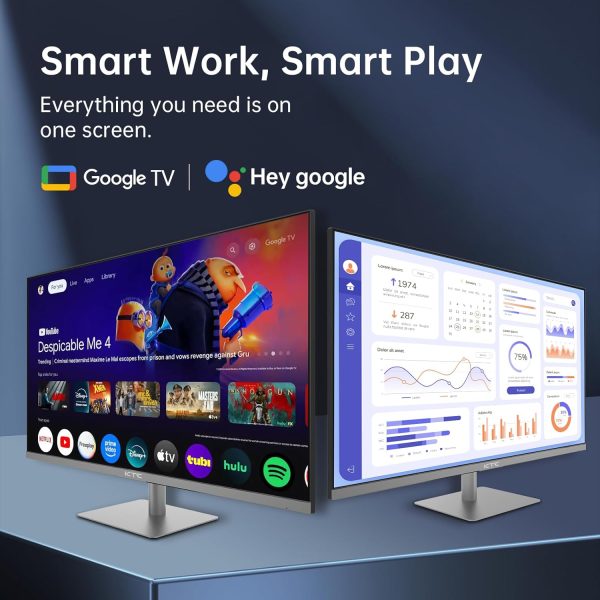 KTC 32 吋 4K 智慧型顯示器,搭配 Google TV 系統 3840 * 2160P Netflix 授權類型 C 65W PD 喇叭 5W * 2 Dolby Audio Hey Google 語音遙控器 HDR WiFi 藍牙 VESA 傾斜式 32 吋智慧型電視 - Image 2