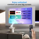 智慧型投影機 Android OS,原生 1080P Full HD 4K 支援 12000 流明,內建應用程式、電焦點和自動梯形可攜式投影機,附杜比音效、WiFi和藍牙,相容於 iOS/HDMI
