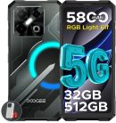DOODEE Blade GT Pro 5G 堅固型手機,附 LED 燈光效果,32GB+512GB/2TB 堅固智慧型手機,7 吋 FHD+120Hz,5800 mAh Android 手機,100MP+32MP AI 相機/臉部和手指識別/NFC,黑色