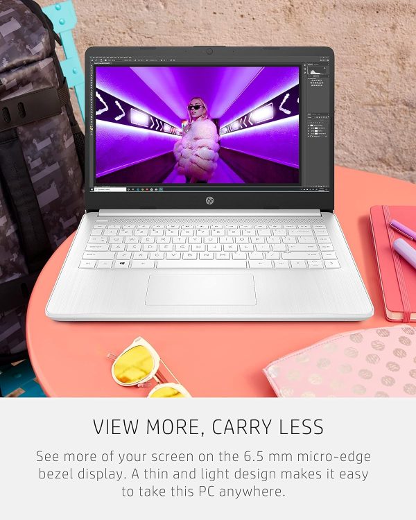 HP 14 筆記型電腦,Intel Celeron N4020,4 GB RAM,64 GB 儲存空間,14 吋微邊緣高清顯示器,Windows 11 家用,輕薄便攜,4K 圖形,Microsoft 365 一年(14-dq0040nr,雪花白) - Image 7