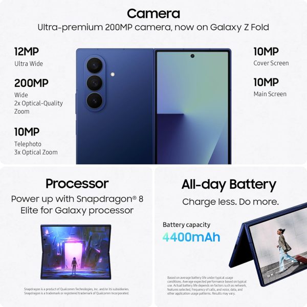 Samsung 三星 Galaxy Z Fold7 手機,512GB AI 智慧型手機,解鎖 Android,AI 照片編輯,大螢幕,電池壽命長,2025 年美國 1 年製造商保固,藍影 - Image 6