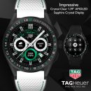 TAG Heuer 智慧型手錶,健身手錶,連接機芯 E4 45 公釐高爾夫版,觸控螢幕,防水,通話,簡訊,步數,心率,健康,鈦合金,白色或黑色/綠色錶帶,SBR8A81.EB0251