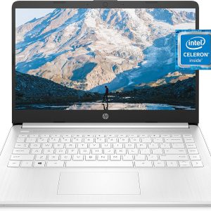 HP 14 筆記型電腦,Intel Celeron N4020,4 GB RAM,64 GB 儲存空間,14 吋微邊緣高清顯示器,Windows 11 家用,輕薄便攜,4K 圖形,Microsoft 365 一年(14-dq0040nr,雪花白)