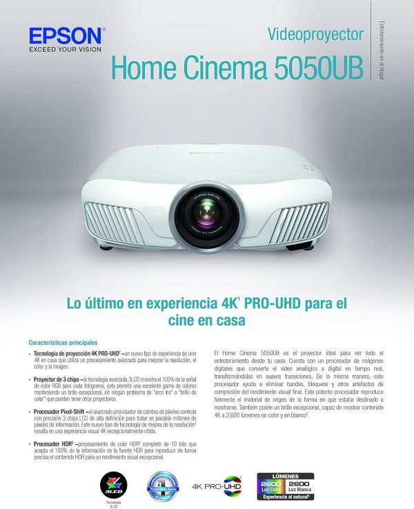 Epson Cinema 5050UB 4K PRO-UHD 三晶片投影機附HDR, 白色 - Image 7