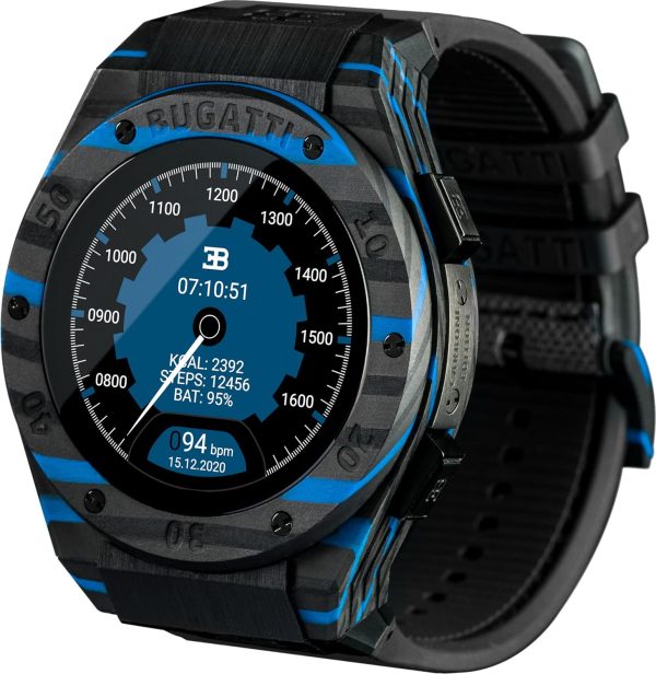 Wearable4U Bugatti Carbone 男士手錶,限量版,46 公釐 AMOLED 顯示器,防水智慧型手錶