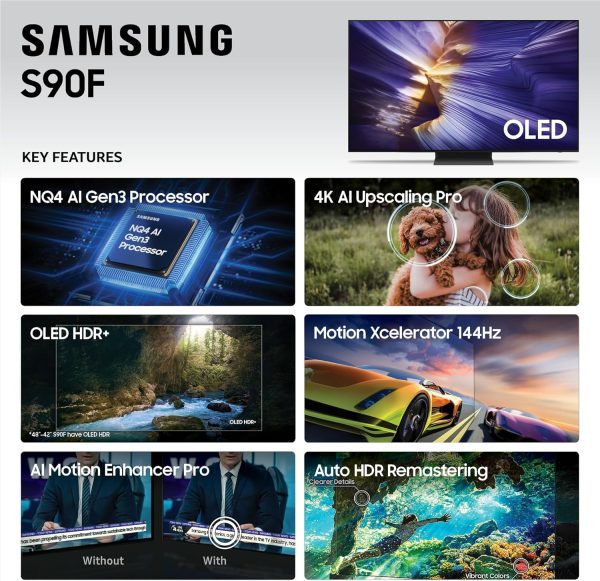 SAMSUNG 三星 55 吋 OLED S90F 4K 智慧型電視(2025 型號)NQ4 AI Gen3 處理器,4K AI Upscaling Pro、OLED HDR +、Motion Xcelerator 144Hz、Samsung Vision AI、Alexa 內建 - Image 4