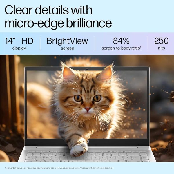 HP 14 吋筆記型電腦 | 16GB RAM、512GB SSD | 免費 Office 365 | Intel 四核心處理器 | 輕薄 | 11.5 HR 電池 | 天然銀 | Intel UHD 顯示卡 | Windows 11 附滑鼠 - Image 3