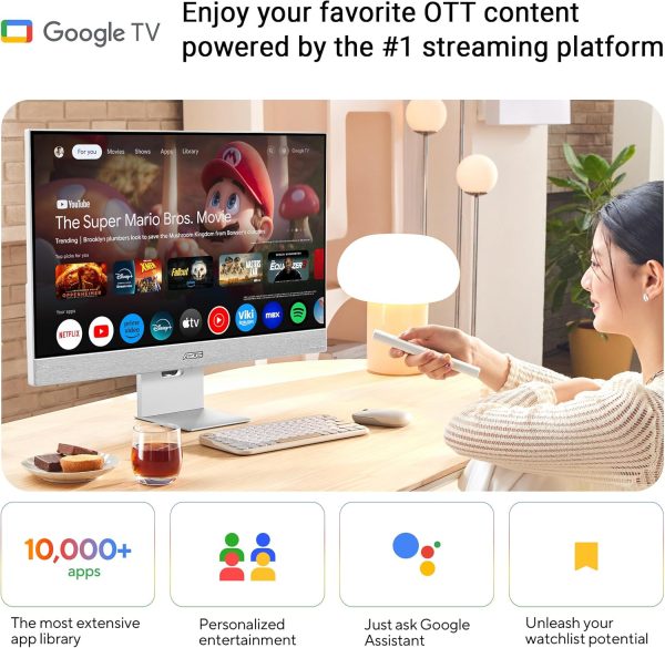 ASUS 華碩 ZenScreen 31 吋 4K USB-C 智慧型顯示器 (MS32UC) - UHD (3840 x 2160) IPS、98% DCI-P3、GoogleTV、Harman Kardon 喇叭、USB-C (90W PD)、無線顯示器、Netflix 和 YouTube,3 年保固 - Image 2