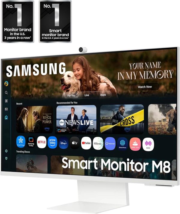 SAMSUNG 三星 32 吋智慧型顯示器 M8 (M80F) 4K UHD 顯示器,Samsung Vision AI,智慧型電視應用程式,電競集線器,USB-C,HDMI 和 USB-A,白色,LS32FM803UNXZA,2025 - Image 3