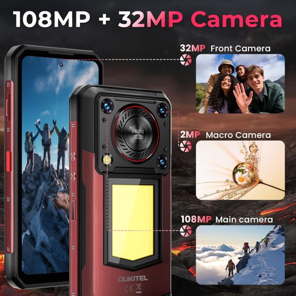 OUKITEL WP56 5G 堅固智慧型手機解鎖 - 36GB+512GB/2TB Android 15 堅固手機,16000mAh 電池,1000流明露營燈,7 吋 FHD+ 120Hz,108MP 相機,128dB 響亮喇叭防水,NFC/GPS /OTG - Image 6