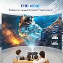 智慧型投影機 Android OS,原生 1080P Full HD 4K 支援 12000 流明,內建應用程式、電焦點和自動梯形可攜式投影機,附杜比音效、WiFi和藍牙,相容於 iOS/HDMI