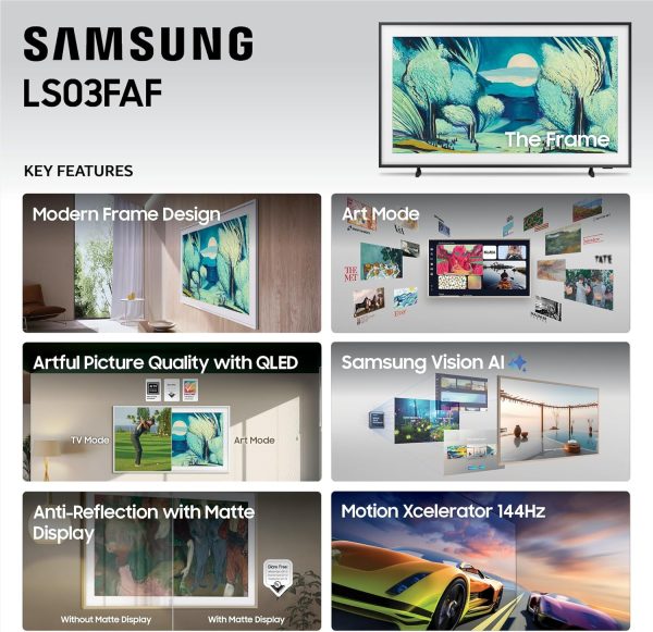 Samsung 三星 50 吋 Class The Frame LS03F 4K QLED 智慧型電視(2025 年型號)薄型壁掛式,現代框架設計,NQ4 AI Gen2 處理器,藝術模式,巧妙的畫質,Samsung Vision AI,Alexa 內建 - Image 4