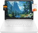 HP 14 吋超輕筆記型電腦,適用於學生和家中 (Intel 四核心 N4120、4GB RAM、128GB(64GB + 64GB SD)、1 年 Office 365) 11 小時長效電池續航力、網路攝影機、WiFi、Win 11 Home in S 模式 - 雪白
