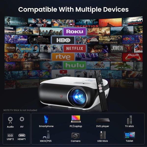 官方授權的 Google TV 智慧型投影機,HAPPRUN 4K UHD 家庭影院,杜比音效、Wi-Fi 和藍牙,內建串流應用程式,與遊戲機與智慧型手機相容,室內和室外使用 - Image 9
