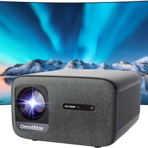 OmniStar 4K Projector with WiFi and Bluetooth, Mini Projector for Iphone 1080P Full HD with Speaker, Auto Focus/1500 ANSI/WIFI6/5G, 200" Display Compatible with iOS/Android/HDMI/USB/TV Stick L80