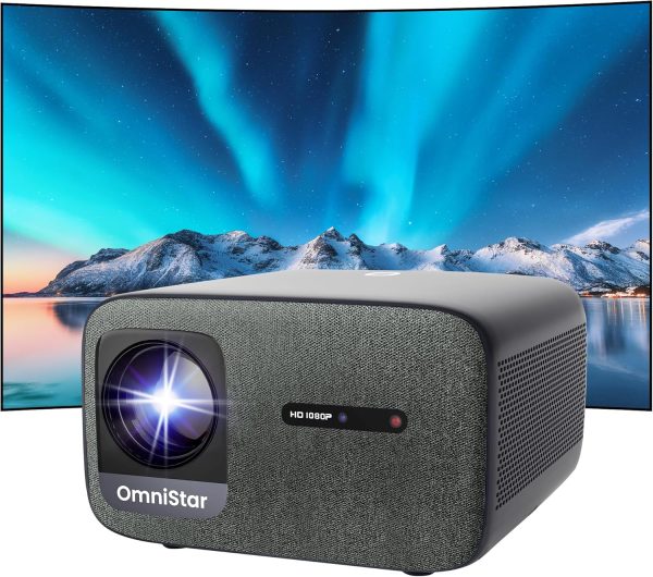 OmniStar 4K Projector with WiFi and Bluetooth, Mini Projector for Iphone 1080P Full HD with Speaker, Auto Focus/1500 ANSI/WIFI6/5G, 200" Display Compatible with iOS/Android/HDMI/USB/TV Stick L80