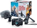 Canon 佳能 EOS R8 內容創作者套件,全片幅混合無反光鏡相機,附三腳架和立體聲麥克風,2420 萬像素 CMOS 影像感應器,4K 視訊,RF 安裝,影音網誌相機,黑色